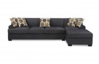Bobkona Poundex Benford Collection Faux Linen Chaise Sofa, 2-Piece, Ash Black